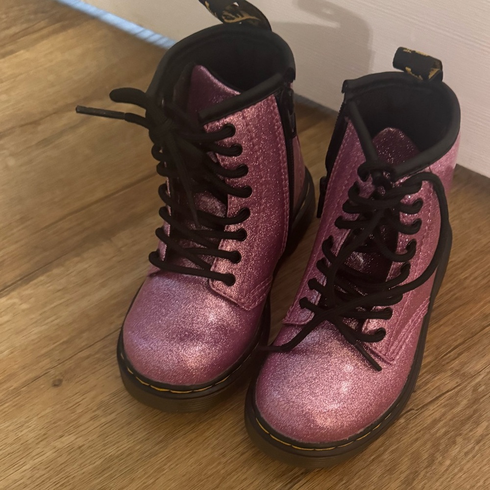 Pink Glitter Toddler Size 8 Lace Up Docs. Barely worn. Excellent Condition.